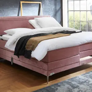 Boxspring Caresse 6900 elektrische tweepersoons boxspring met gestoffeerd hoofdbord en verstelbare matrassen in grijze stof