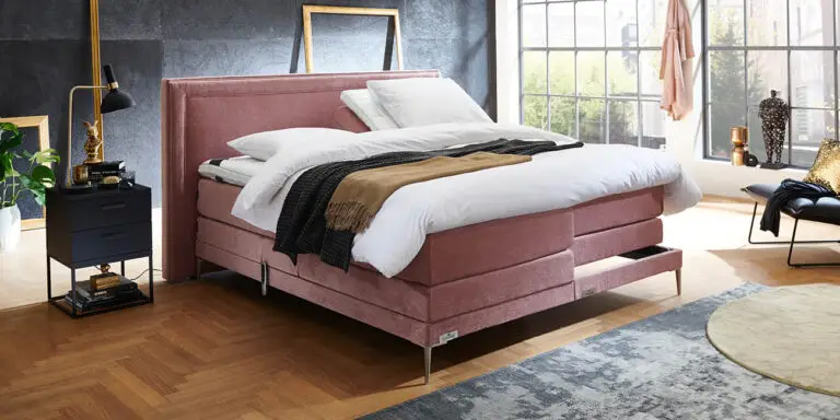 Boxspring Caresse 6900 elektrische tweepersoons boxspring met gestoffeerd hoofdbord en verstelbare matrassen in grijze stof