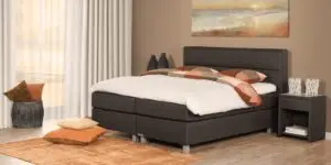 Boxspring Caresse 9550 tweepersoonsbed met gestoffeerd hoofdbord en matras, verkrijgbaar in diverse maten en kleuren