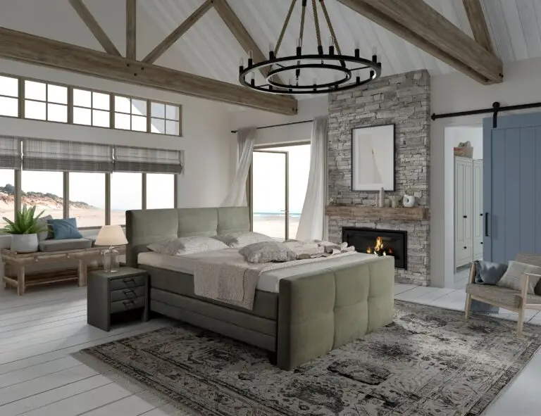 Boxspring Norma Timeless, 120 cm breed, grijs gestoffeerd, met hoofdbord en metalen pootjes, geschikt voor senioren.